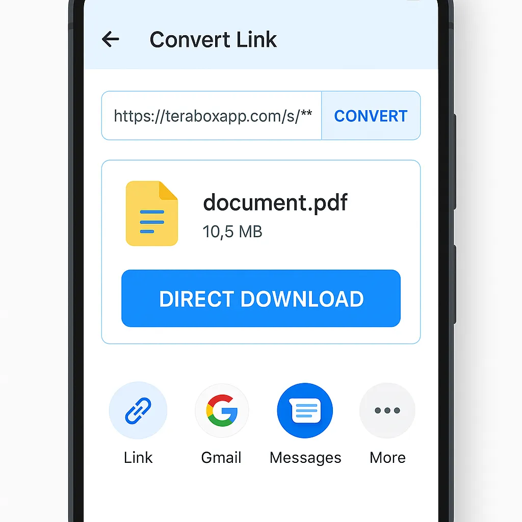 Android app generating TeraBox direct link