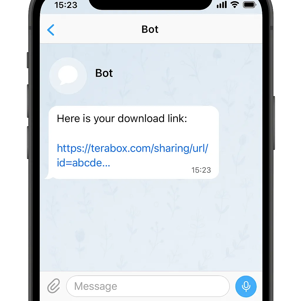 TeraBox download Telegram bot interface