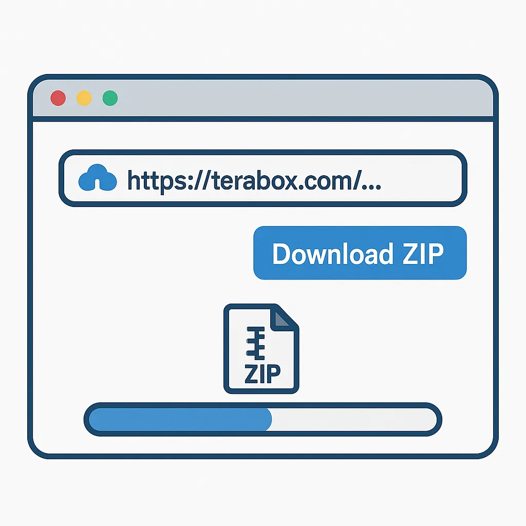 Browser interface of a TeraBox ZIP downloader tool in use