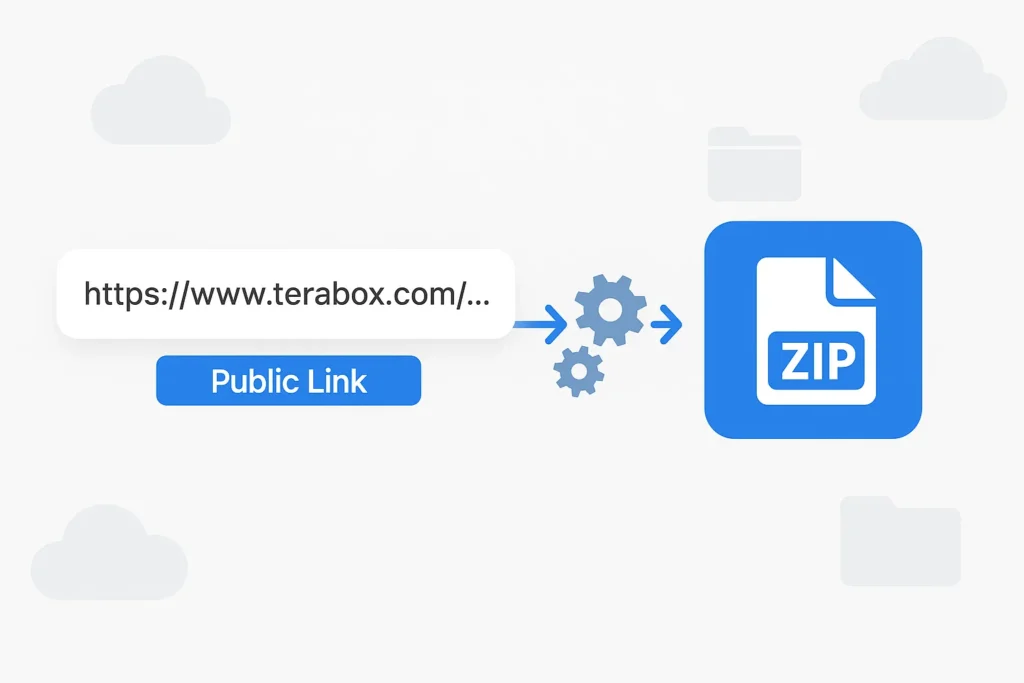 TeraBox link converting into a direct ZIP file download